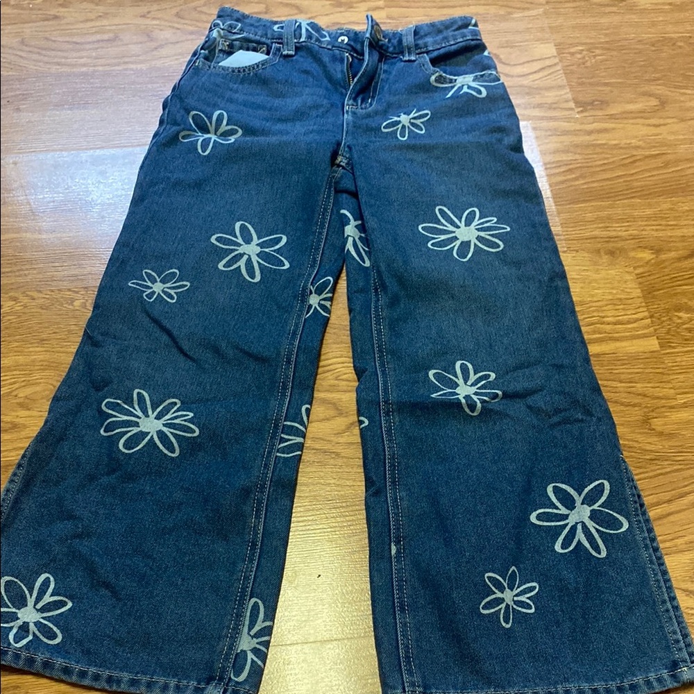 Floral Embroidered Blue Jeans